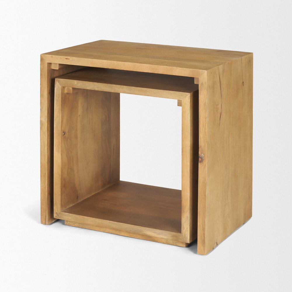 Set of Two Natural Solid Wood Frame Nested Tables — view 7