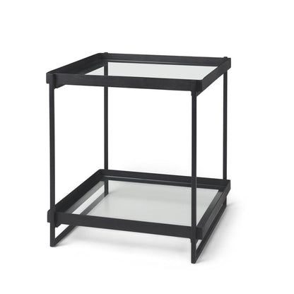 24" Clear and Gold Tempered Glass and Iron Square End Table With Shelf HomeRoots