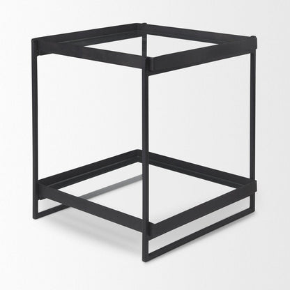 24" Clear and Gold Tempered Glass and Iron Square End Table With Shelf HomeRoots