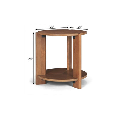 26" Brown Solid Wood Round End Table With Shelf HomeRoots