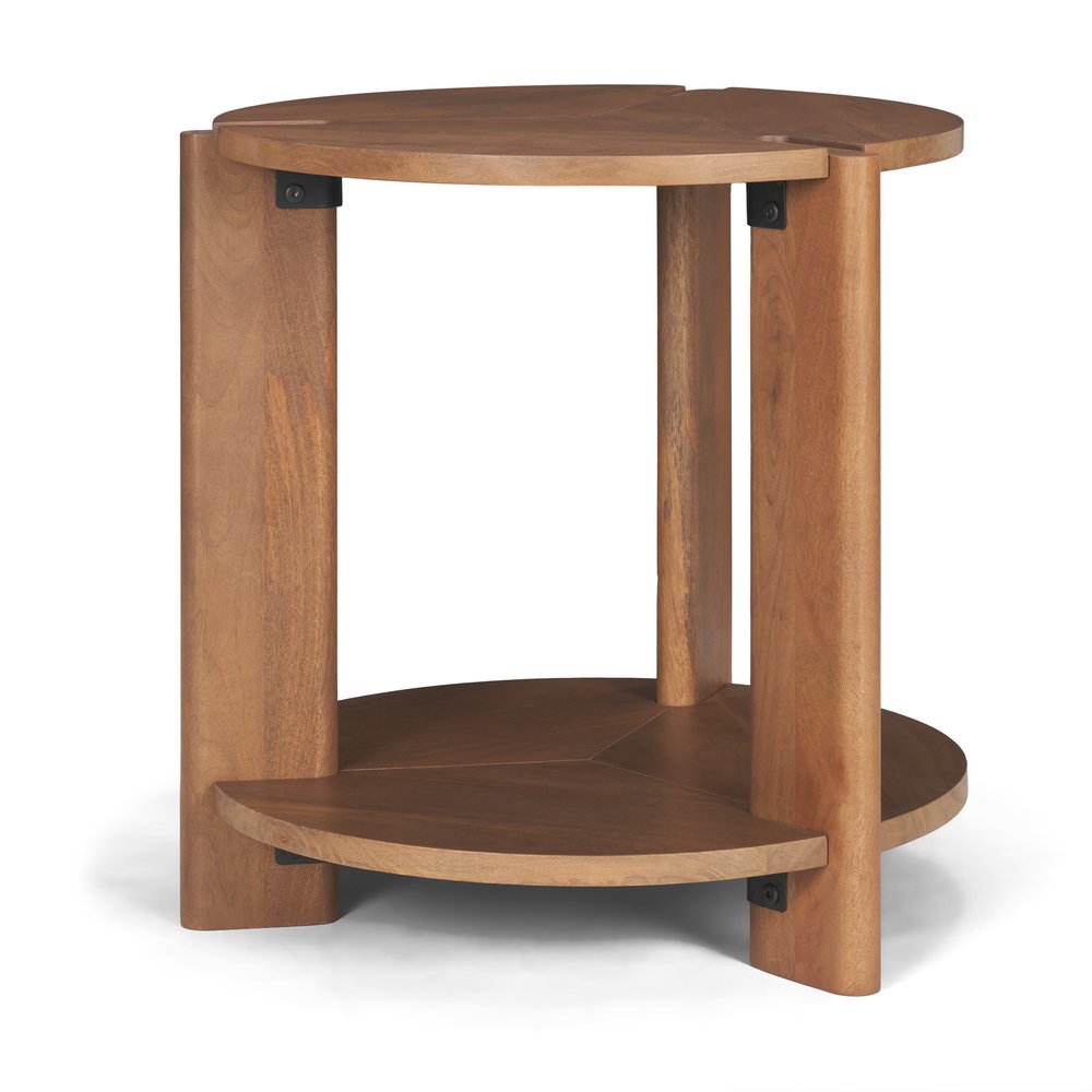 26" Brown Solid Wood Round End Table With Shelf HomeRoots