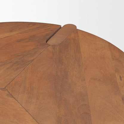 26" Brown Solid Wood Round End Table With Shelf