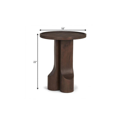 22" Dark Brown Solid Wood Round Pedestal End Table HomeRoots