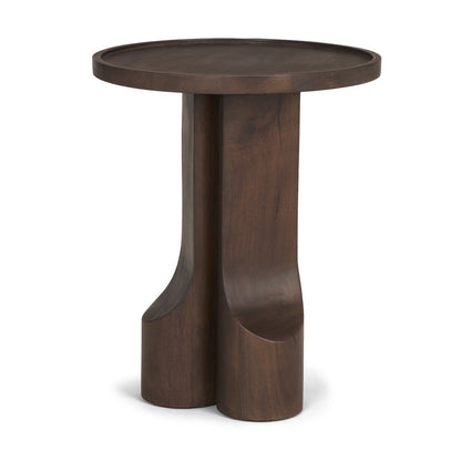 22" Dark Brown Solid Wood Round Pedestal End Table HomeRoots