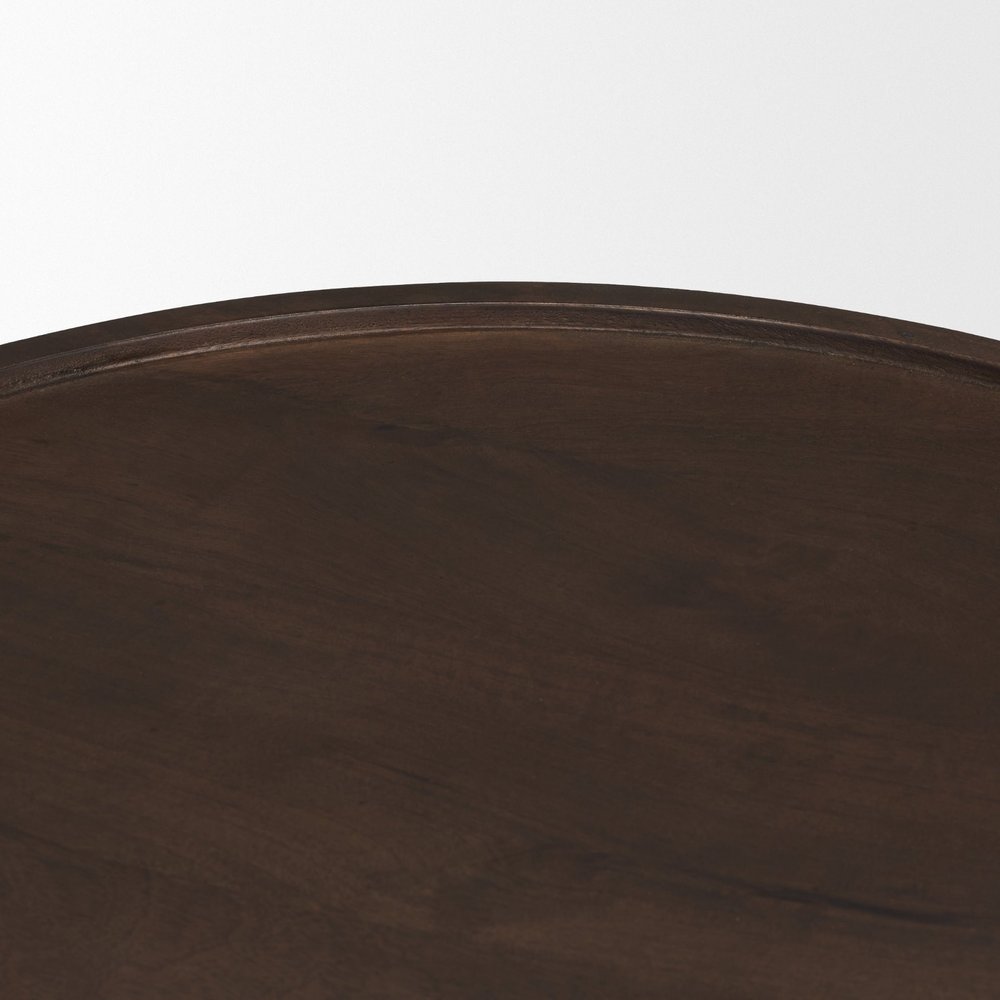22" Dark Brown Solid Wood Round Pedestal End Table HomeRoots