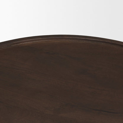 22" Dark Brown Solid Wood Round Pedestal End Table HomeRoots