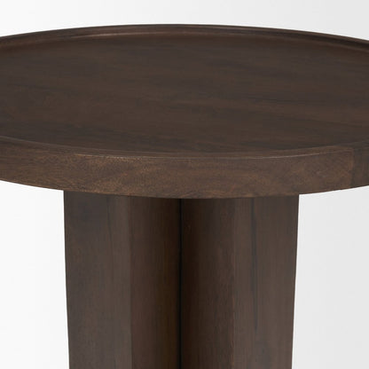 22" Dark Brown Solid Wood Round Pedestal End Table HomeRoots