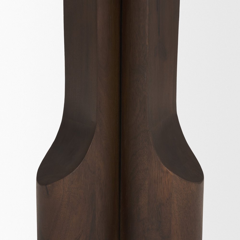 22" Dark Brown Solid Wood Round Pedestal End Table