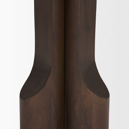 22" Dark Brown Solid Wood Round Pedestal End Table HomeRoots
