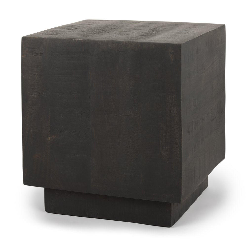 24" Natural Distressed Solid Wood Square Block End Table HomeRoots