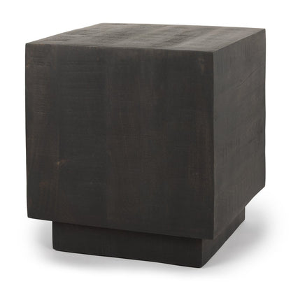 24" Natural Distressed Solid Wood Square Block End Table HomeRoots