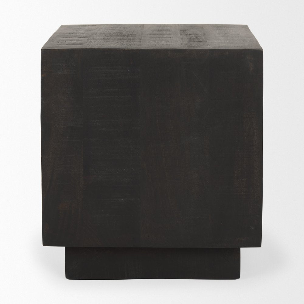 24" Natural Distressed Solid Wood Square Block End Table HomeRoots