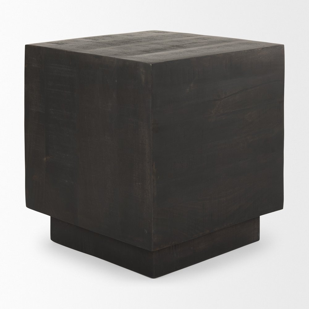24" Natural Distressed Solid Wood Square Block End Table HomeRoots