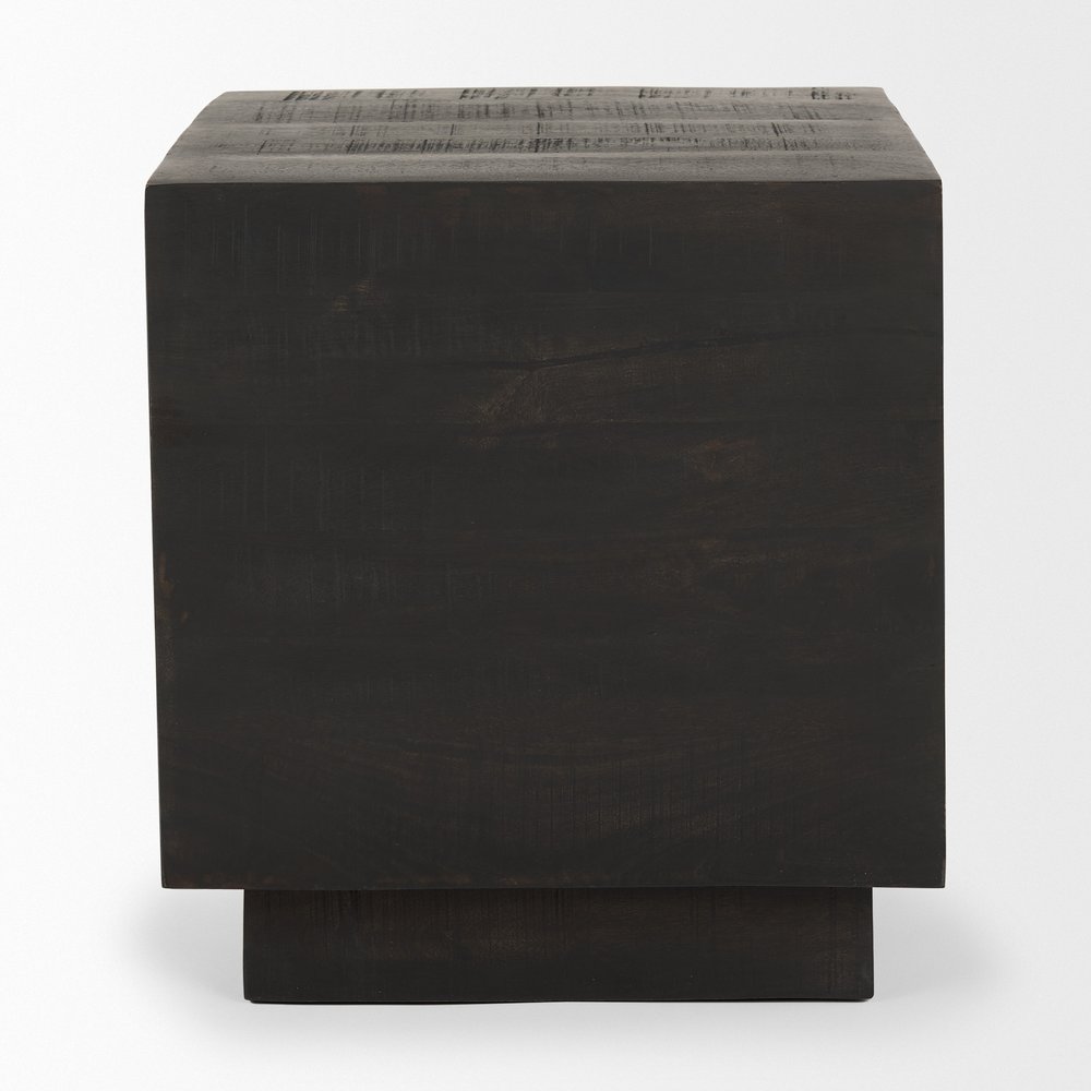 24" Natural Distressed Solid Wood Square Block End Table — view 4