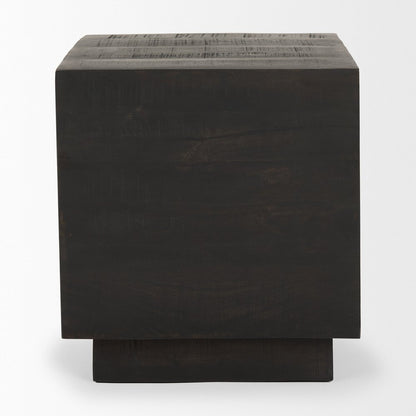 24" Natural Distressed Solid Wood Square Block End Table HomeRoots