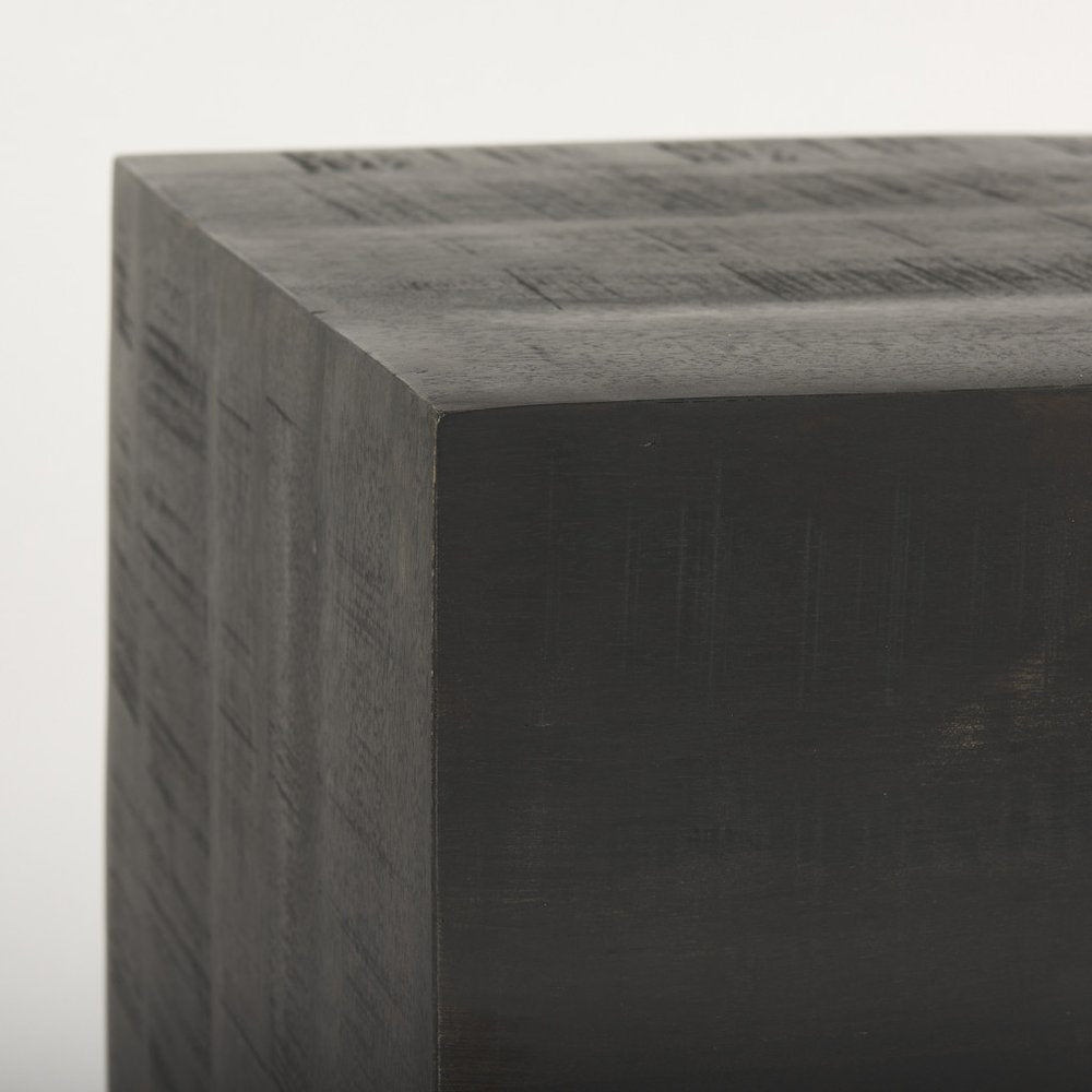 24" Natural Distressed Solid Wood Square Block End Table HomeRoots