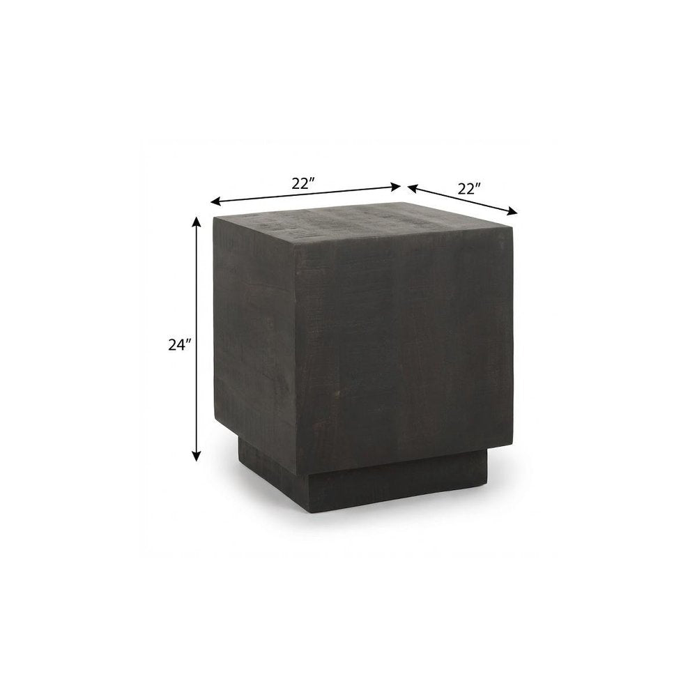 24" Natural Distressed Solid Wood Square Block End Table HomeRoots