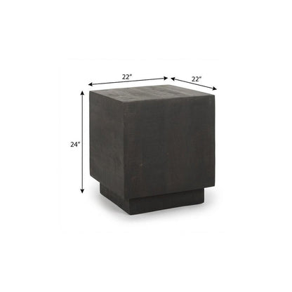 24" Natural Distressed Solid Wood Square Block End Table HomeRoots