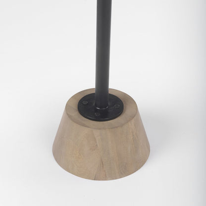 24" White Black and Natural Marble Iron and Solid Wood Round Pedestal End Table HomeRoots