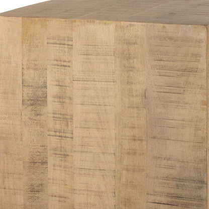 24" Natural Distressed Solid Wood Square Block End Table HomeRoots