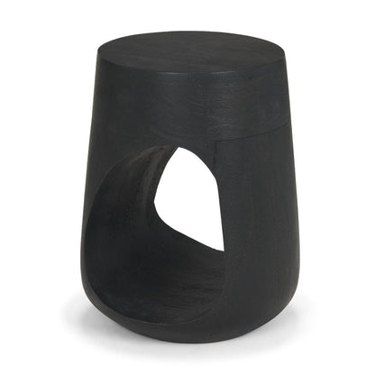 18" Black Solid Wood Modern Abstract Round End Table HomeRoots