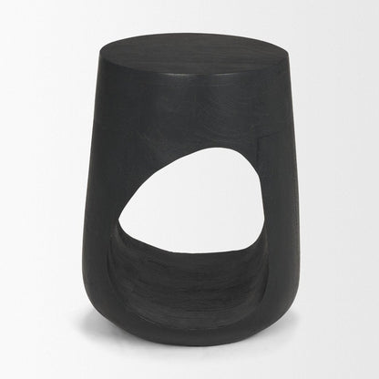 18" Black Solid Wood Modern Abstract Round End Table HomeRoots