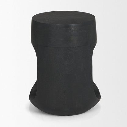 18" Black Solid Wood Modern Abstract Round End Table HomeRoots
