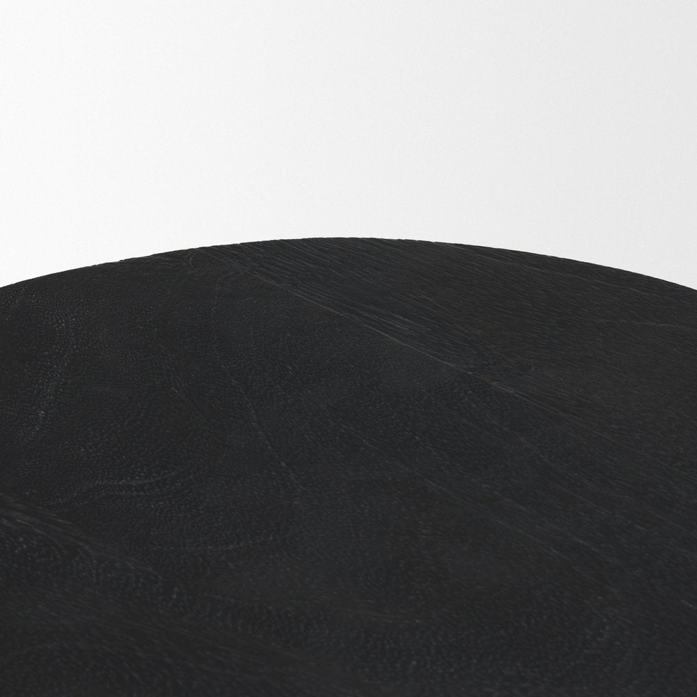 18" Black Distressed Solid Wood Round End Table