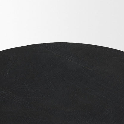 18" Black Distressed Solid Wood Round End Table