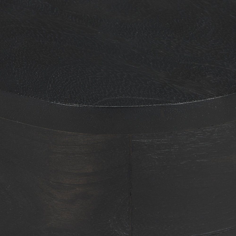 18" Black Solid Wood Modern Abstract Round End Table HomeRoots