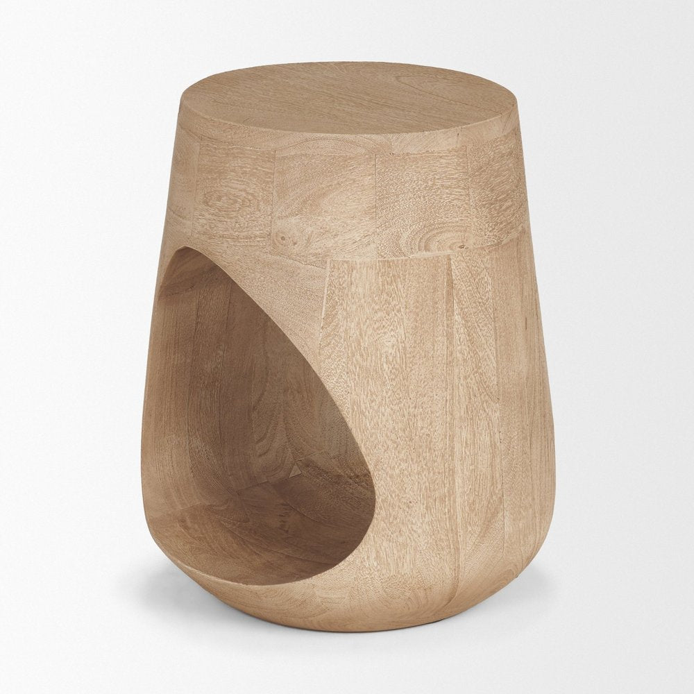 18" Black Solid Wood Modern Abstract Round End Table HomeRoots