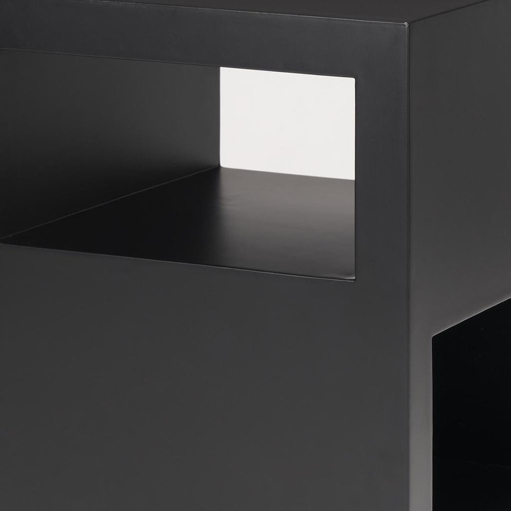 22" Black Iron Square Block End Table With Two Shelves — view 9