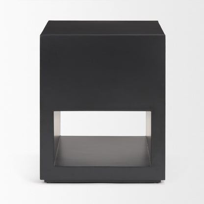 22" Black Iron Square Block End Table With Two Shelves HomeRoots