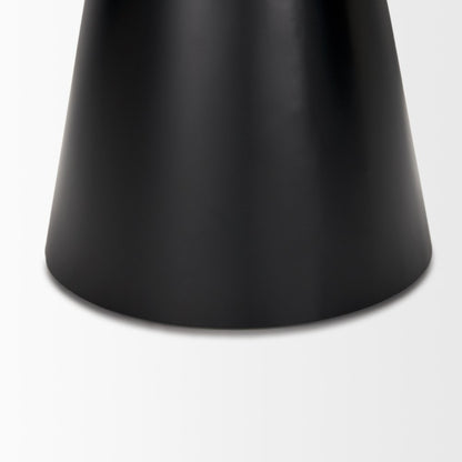 23" Brown and Black Solid Wood and Iron Round Pedestal End Table