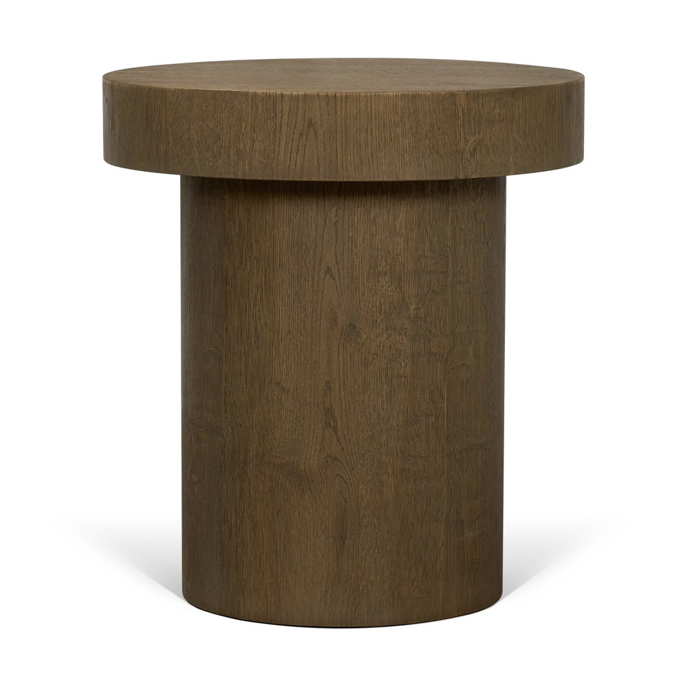 22" Brown Solid Wood Round Pedestal End Table — view 1