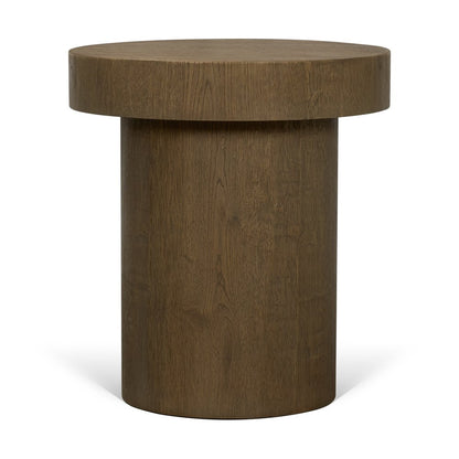 22" Brown Solid Wood Round Pedestal End Table HomeRoots