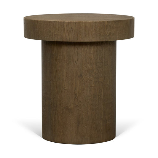 22" Brown Solid Wood Round Pedestal End Table