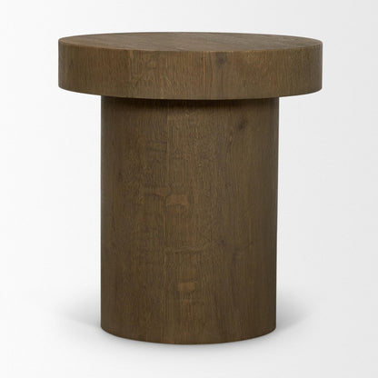 22" Brown Solid Wood Round Pedestal End Table HomeRoots