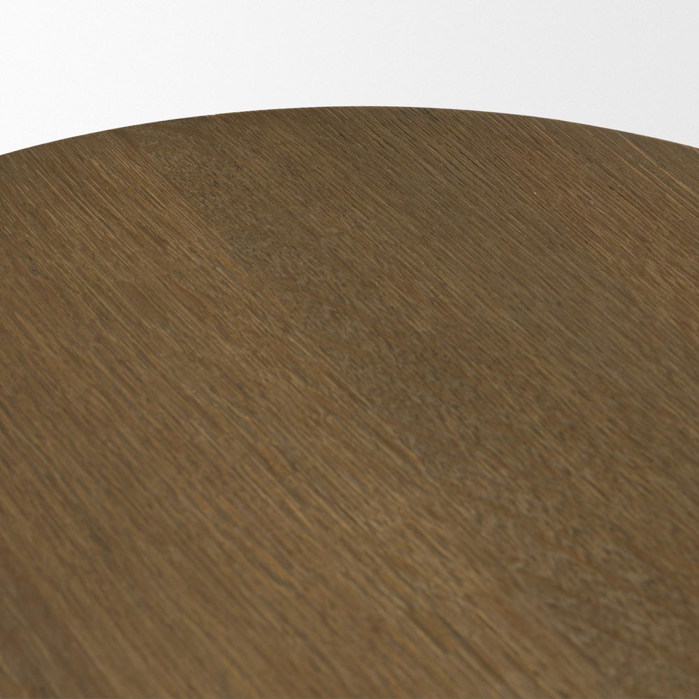 22" Brown Solid Wood Round Pedestal End Table — view 4