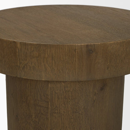 22" Brown Solid Wood Round Pedestal End Table HomeRoots