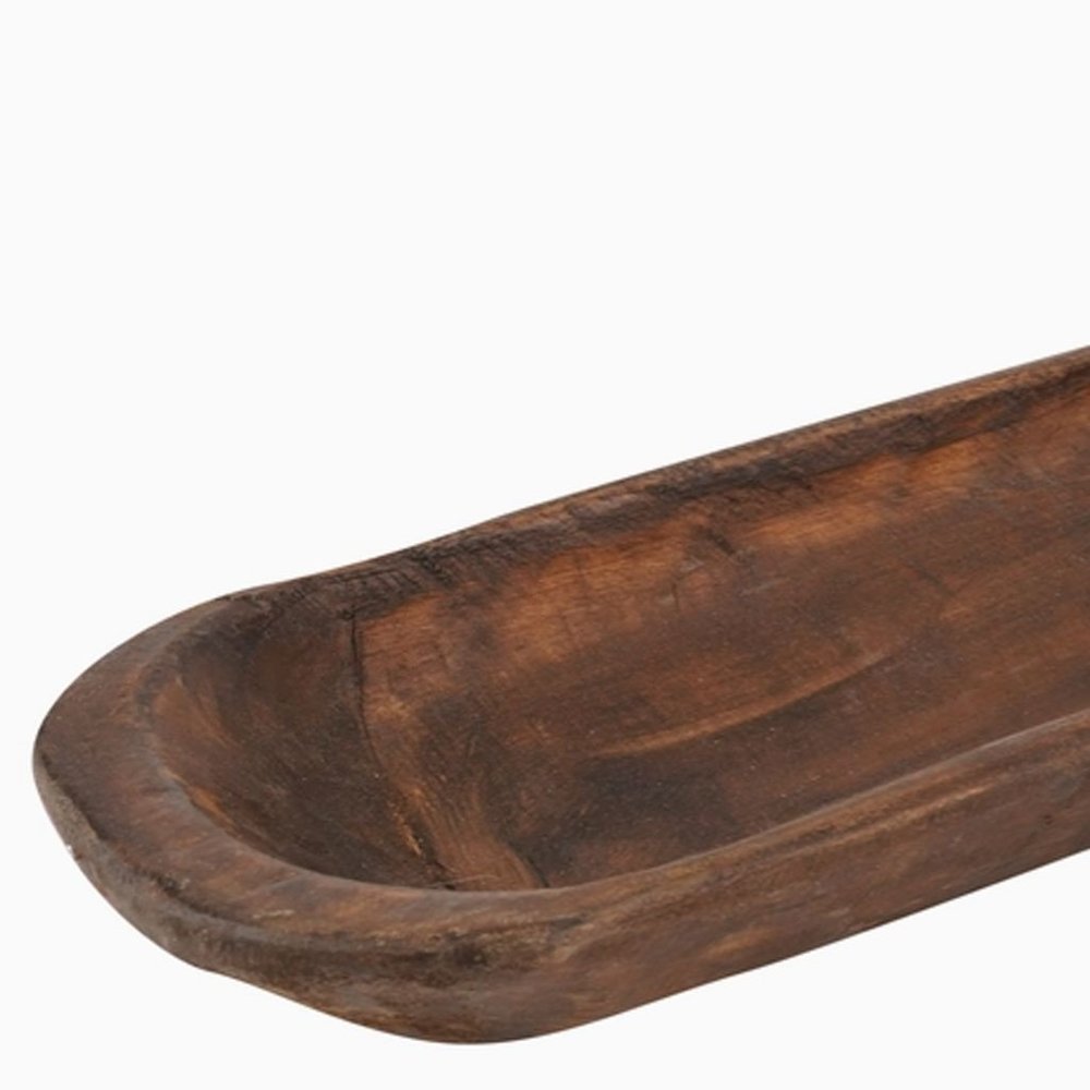 30" Brown Solid Wood Oval Dough Bowl — view 2