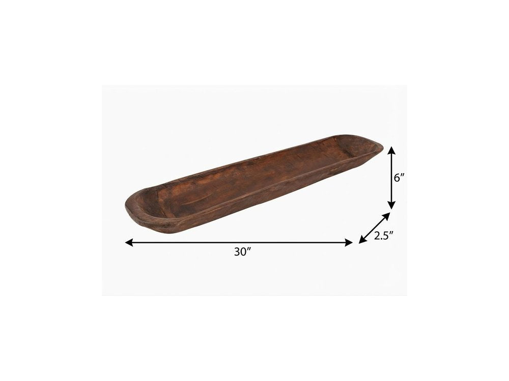 30" Brown Solid Wood Oval Dough Bowl — view 4