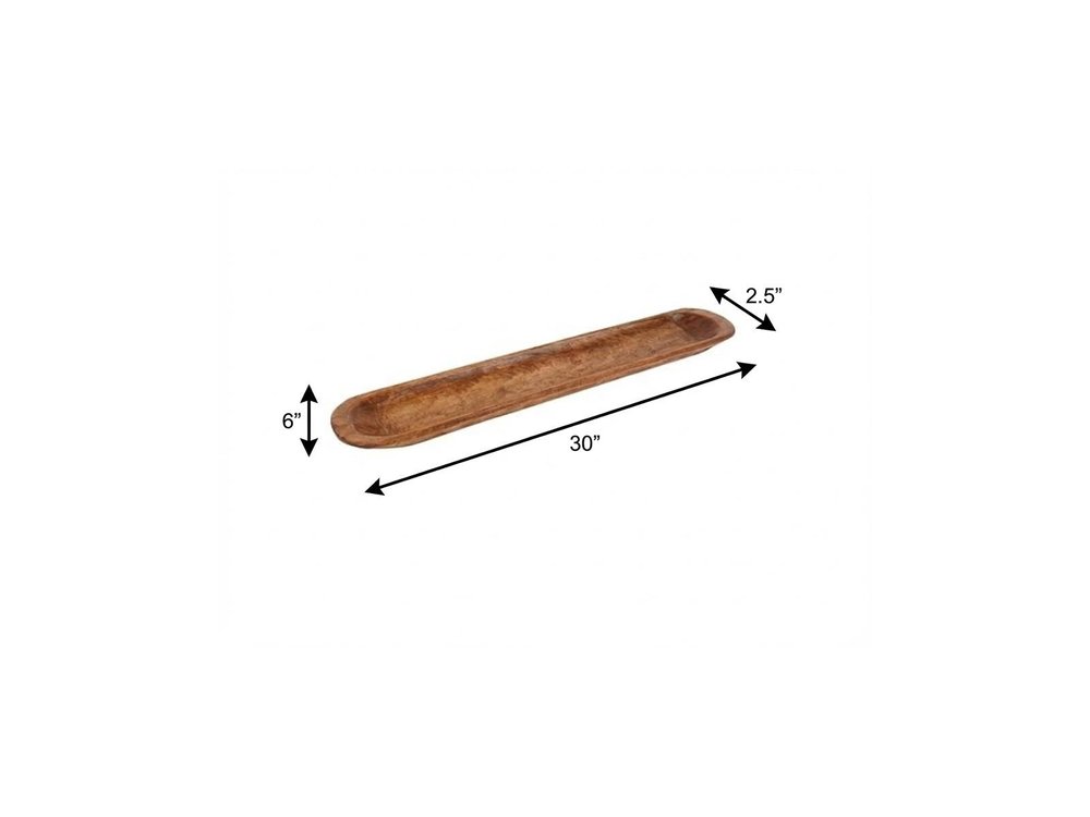 30" Natural Solid Wood Oval Dough Bowl — view 3