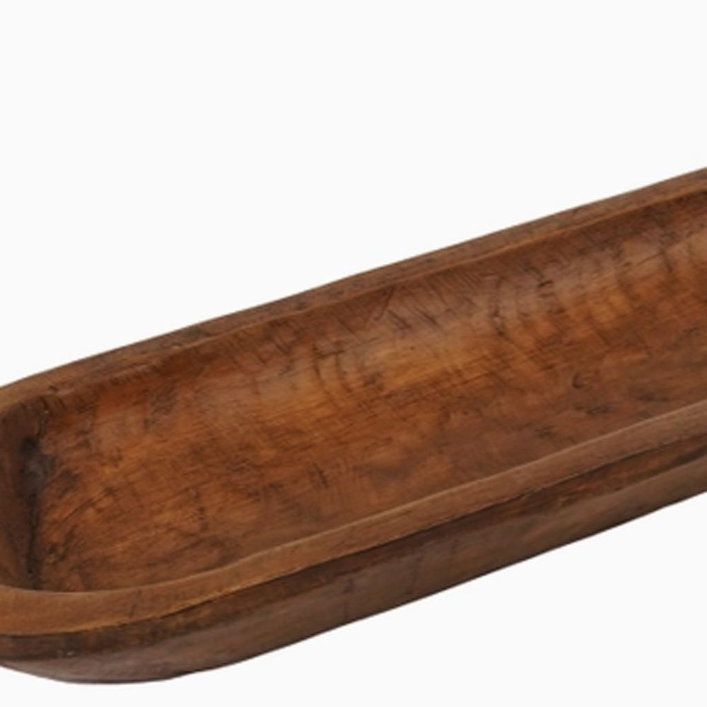 40" Brown Solid Wood Oval Dough Bowl — view 1