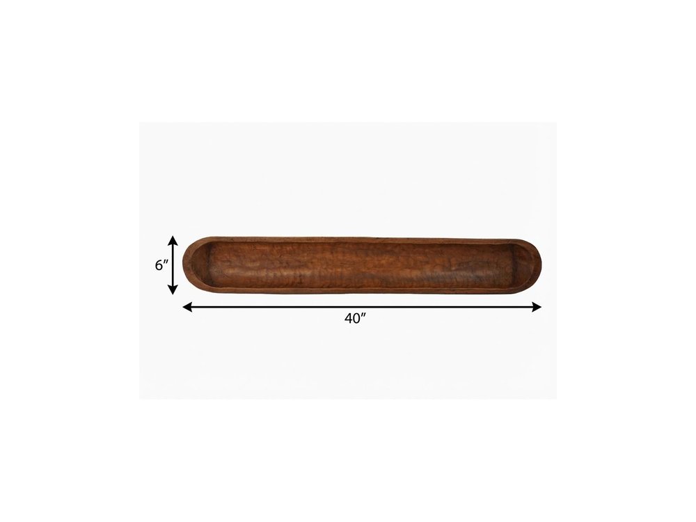 40" Brown Solid Wood Oval Dough Bowl — view 3