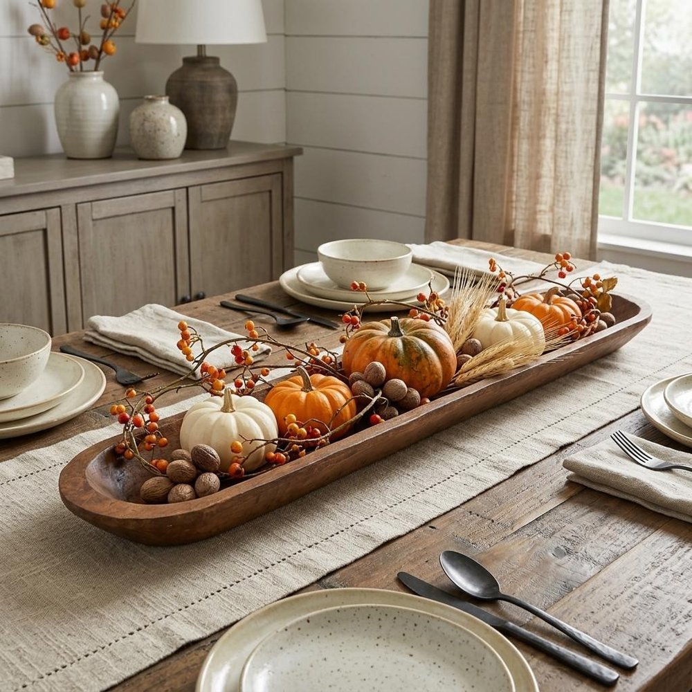 40" Brown Solid Wood Oval Dough Bowl — view 4
