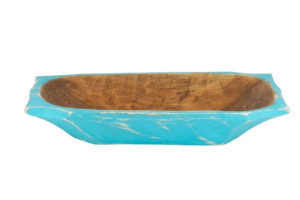 20" Black Solid Wood Dough Bowl With Handles — view 6