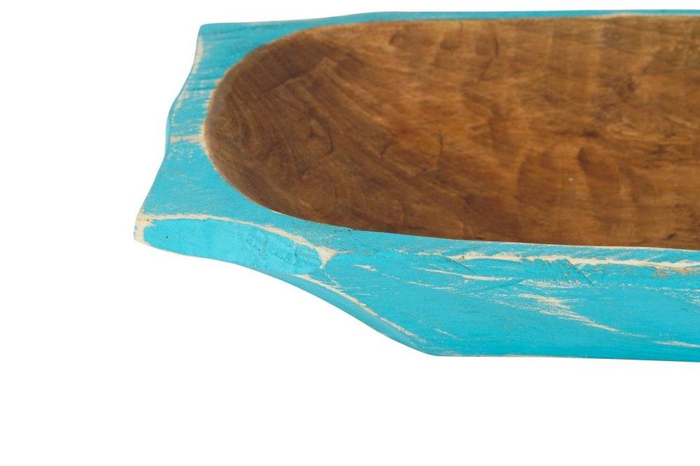 20" Black Solid Wood Dough Bowl With Handles — view 7