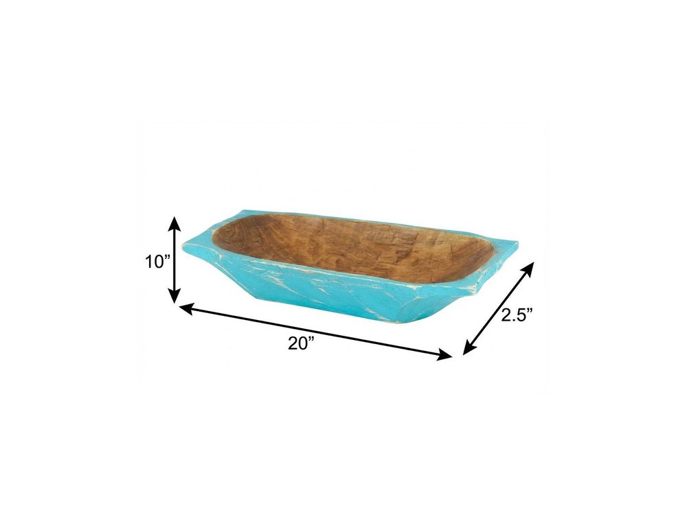 20" Black Solid Wood Dough Bowl With Handles — view 8