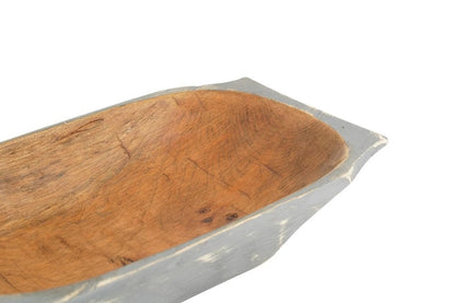 20" Black Solid Wood Dough Bowl With Handles